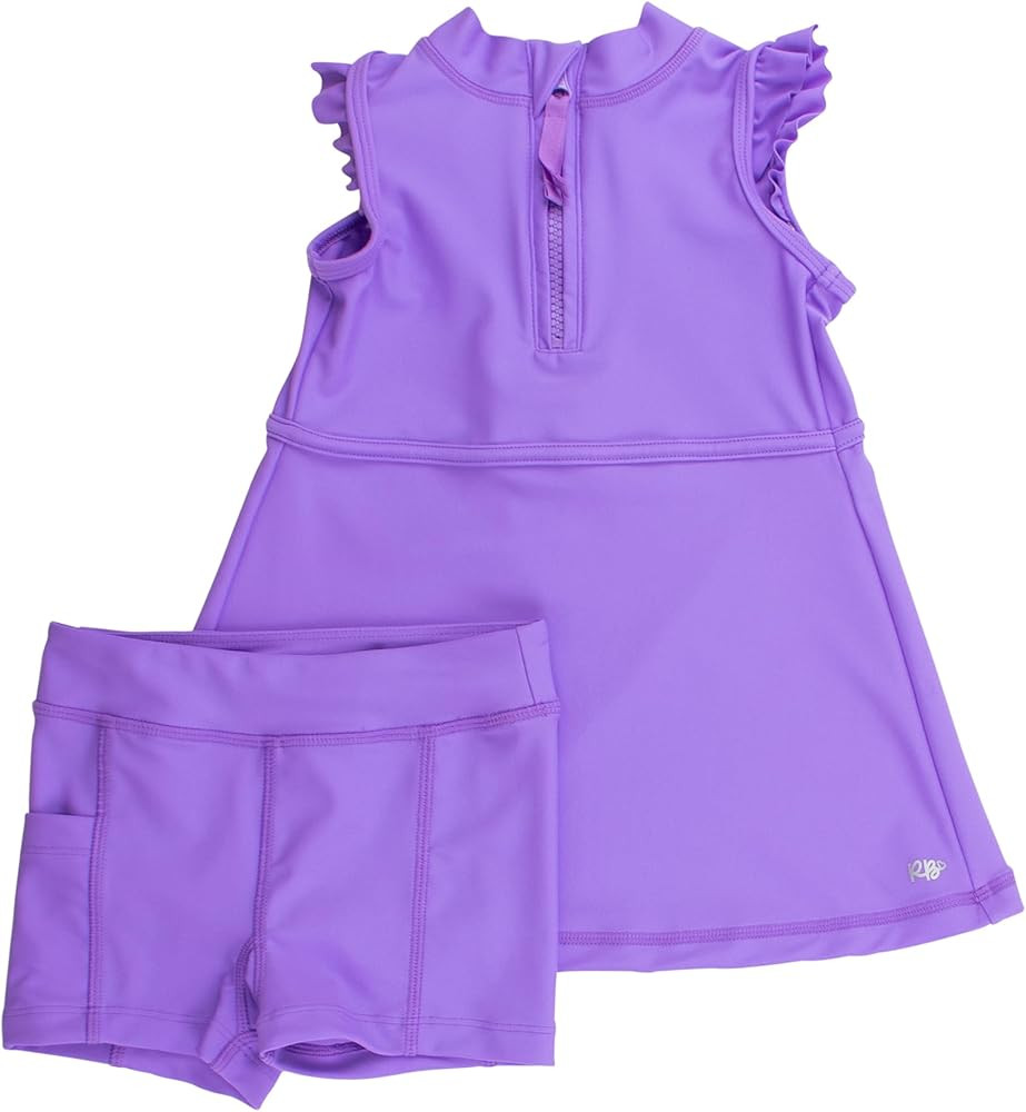 RuffleButts Girls UPF50+ Athletic Sleeveless Zip Ruffle Sleeve Active Dress | Amazon (US)