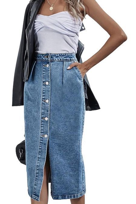 Amazon midi denim skirt, fall outfit 

#LTKFind #LTKstyletip