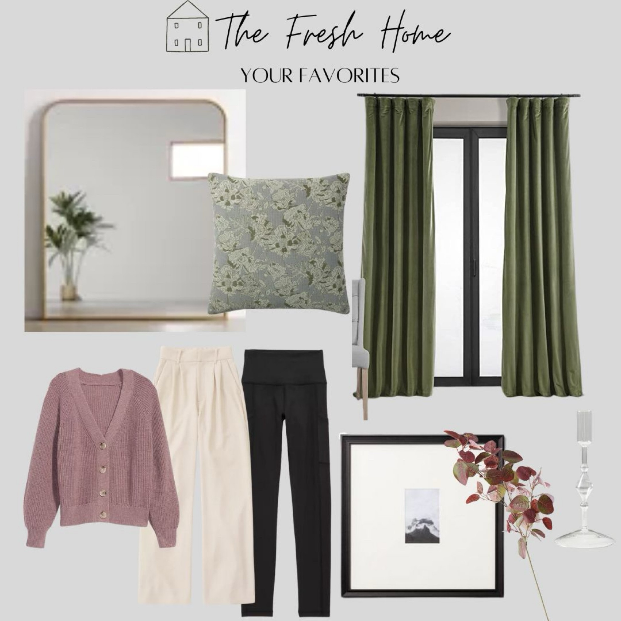 Fall decor. Home decor. Fall fashion. Extra large floor mirror. Green velvet curtains. Fall floral pillow. Oversized square picture frame. Matted picture frame. Picture frame. Wall frame. Fall floral stem. Glass candle holder. Glass candlestick holder. Fall cardigan. Wide leg trouser. Yoga pant. Leggings.

#LTKSeasonal #LTKstyletip #LTKhome