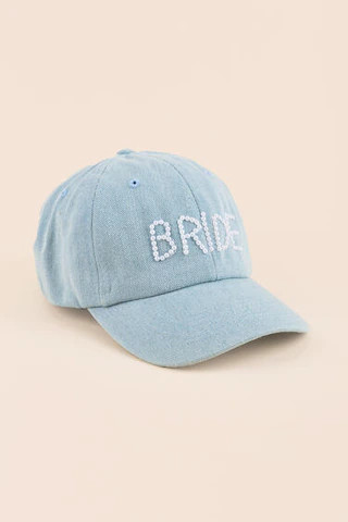 Pearl Embellished Chambray Bride Baseball Hat - francesca's | Francesca's