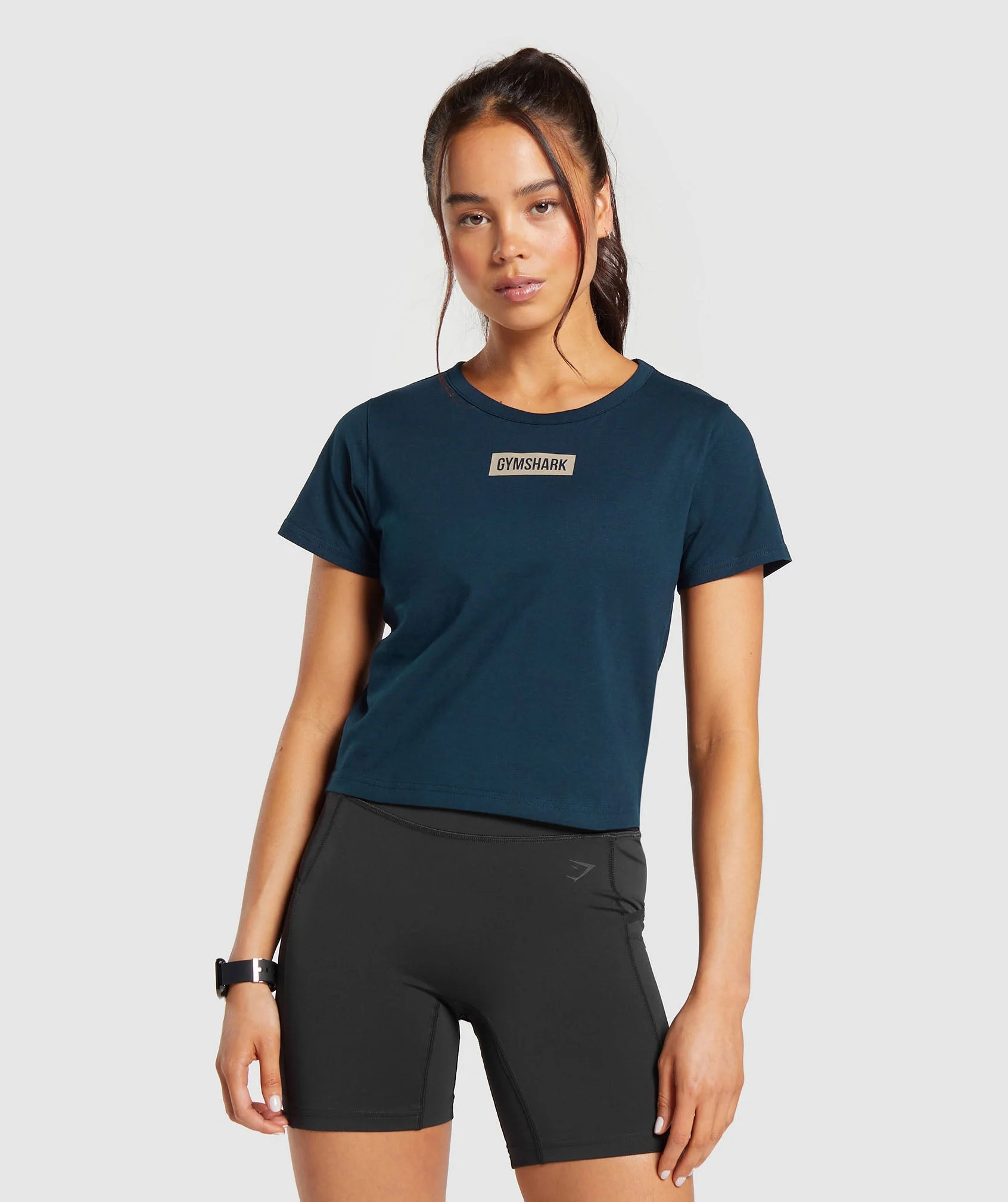 Gymshark Block Crop Top - Navy | Gymshark US