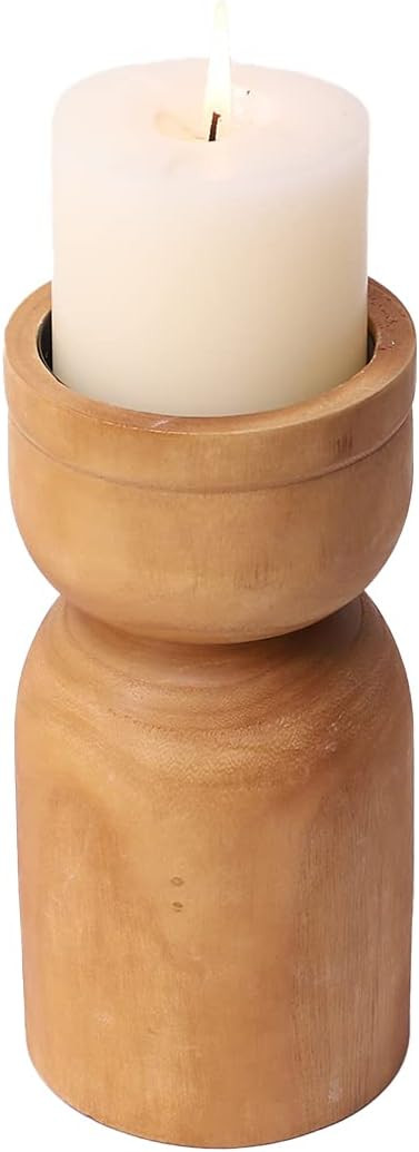 Athaliah Candle Holders for Pillar Candles,Wooden Farmhouse Pillar Rustic Large Candlesticks for ... | Amazon (US)
