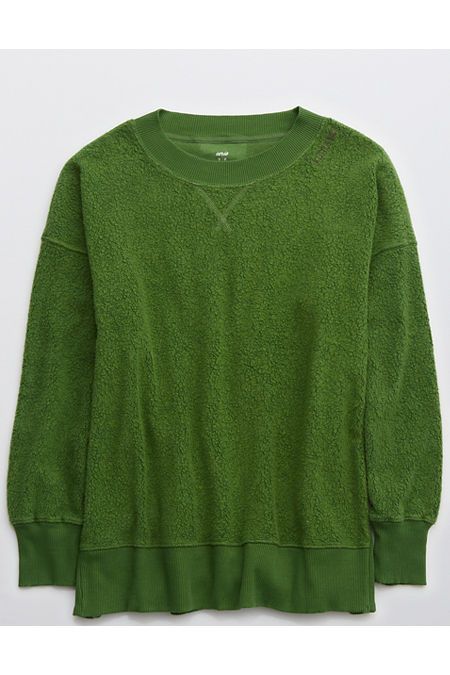 Aerie Cozy Good Vibes Oversized Sweatshirt Women's Green XL | American Eagle Outfitters (US & CA)