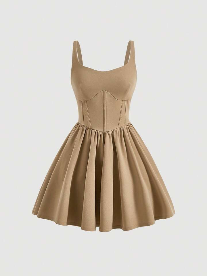 SHEIN MOD Sólido Cintura Espartilho Vestido Cami | SHEIN