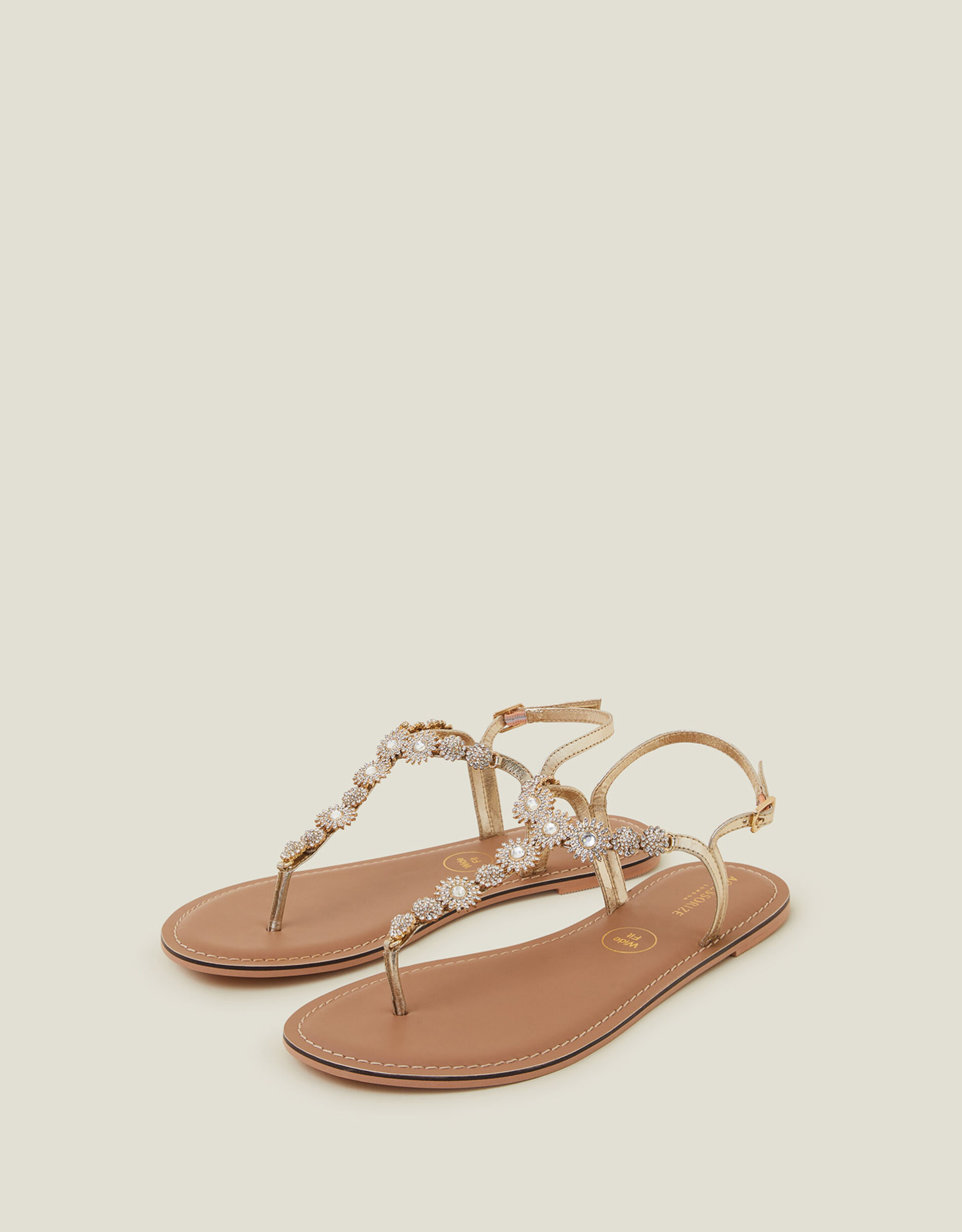 Wide Fit Rome Sparkly Sandals Gold | Accessorize (Global)