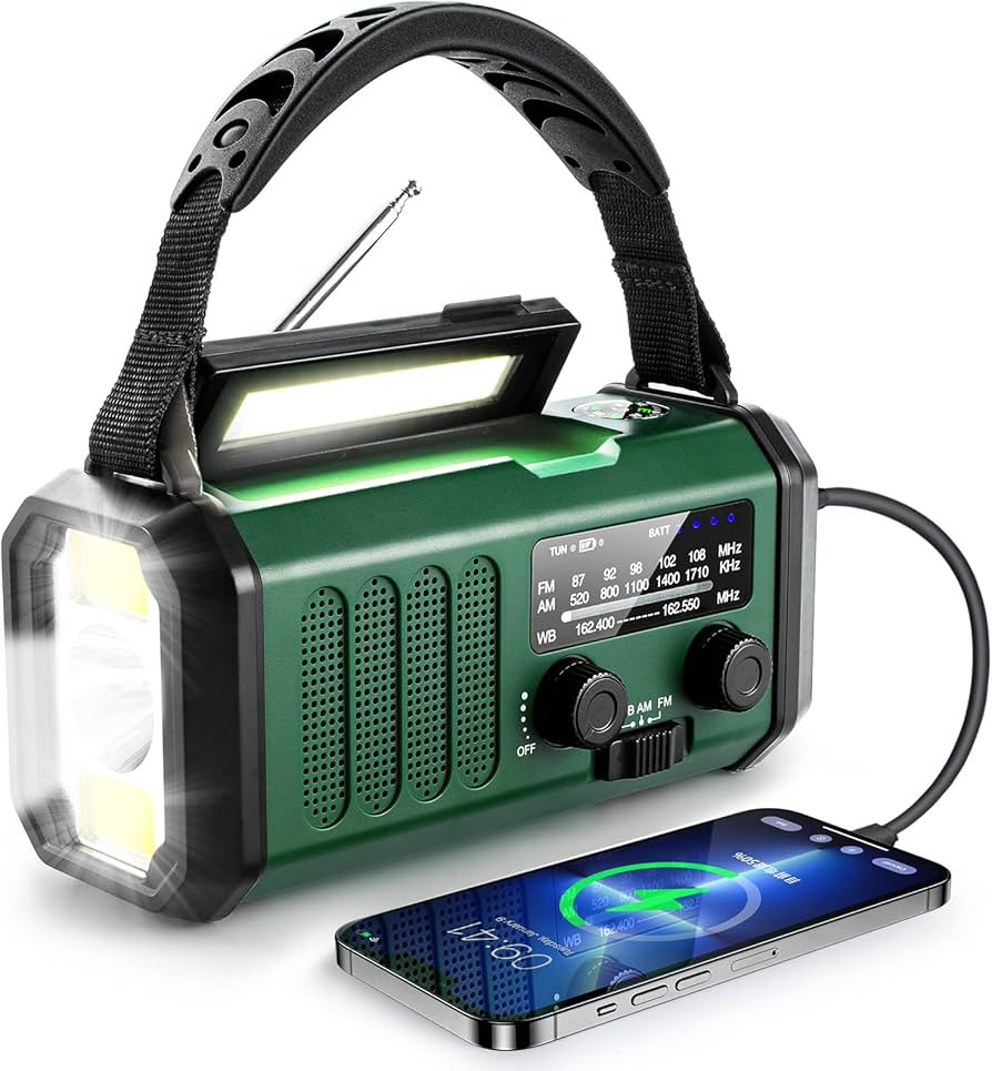 10000mAh Crank Radio, Emergency Radio, Solar Radio, NOAA/AM/FM Weather Radio, USB Type-C Charging... | Amazon (US)