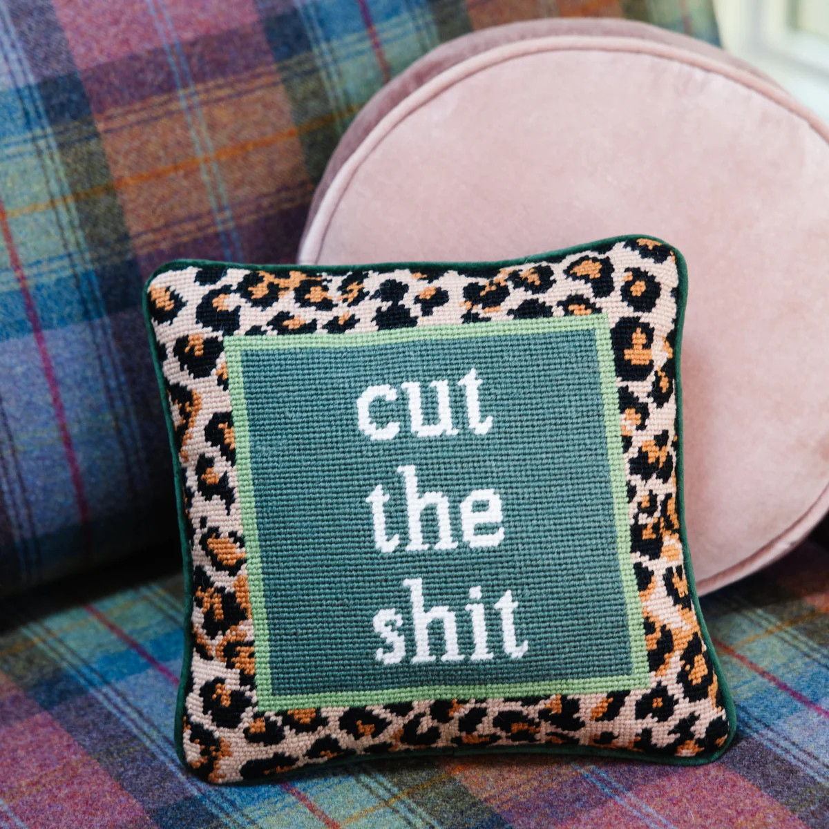 Furbish Studio - Cut The Shit Needlepoint Pillow | Furbish Studio