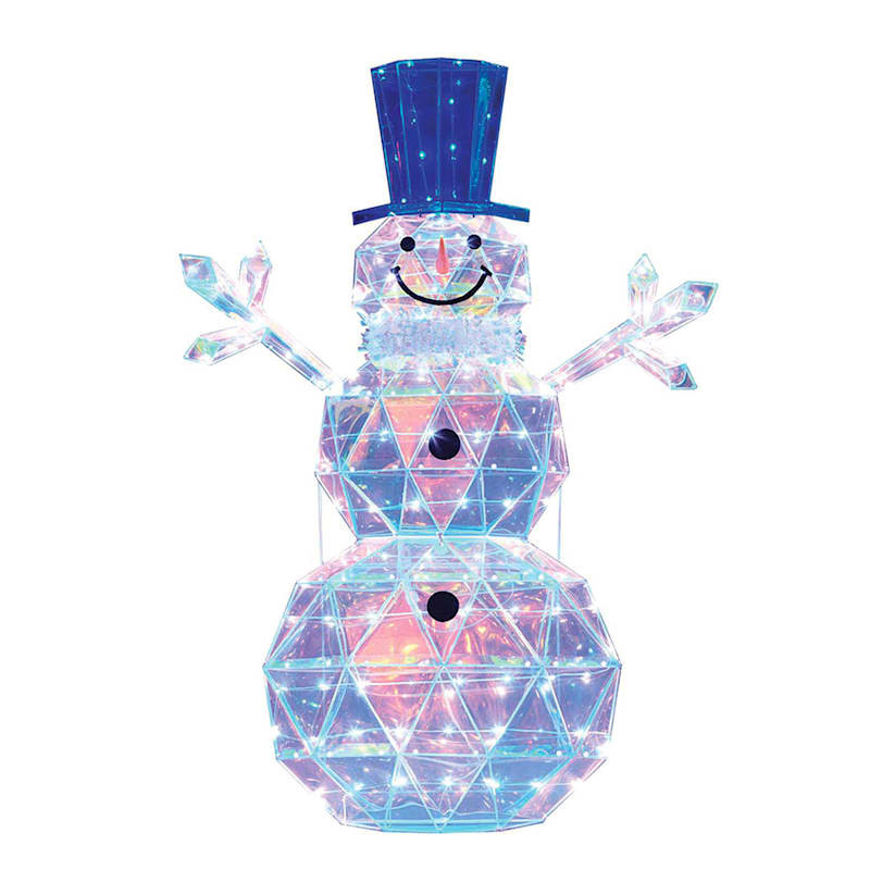 Pre-Lit LED Prismatic Polygon Snowman, 4' | At Home