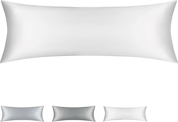 Silky Soft Satin Pillowcase Set of 2, Silk Satin Pillowcase with Envelope Closure (White, 20x54 I... | Amazon (US)