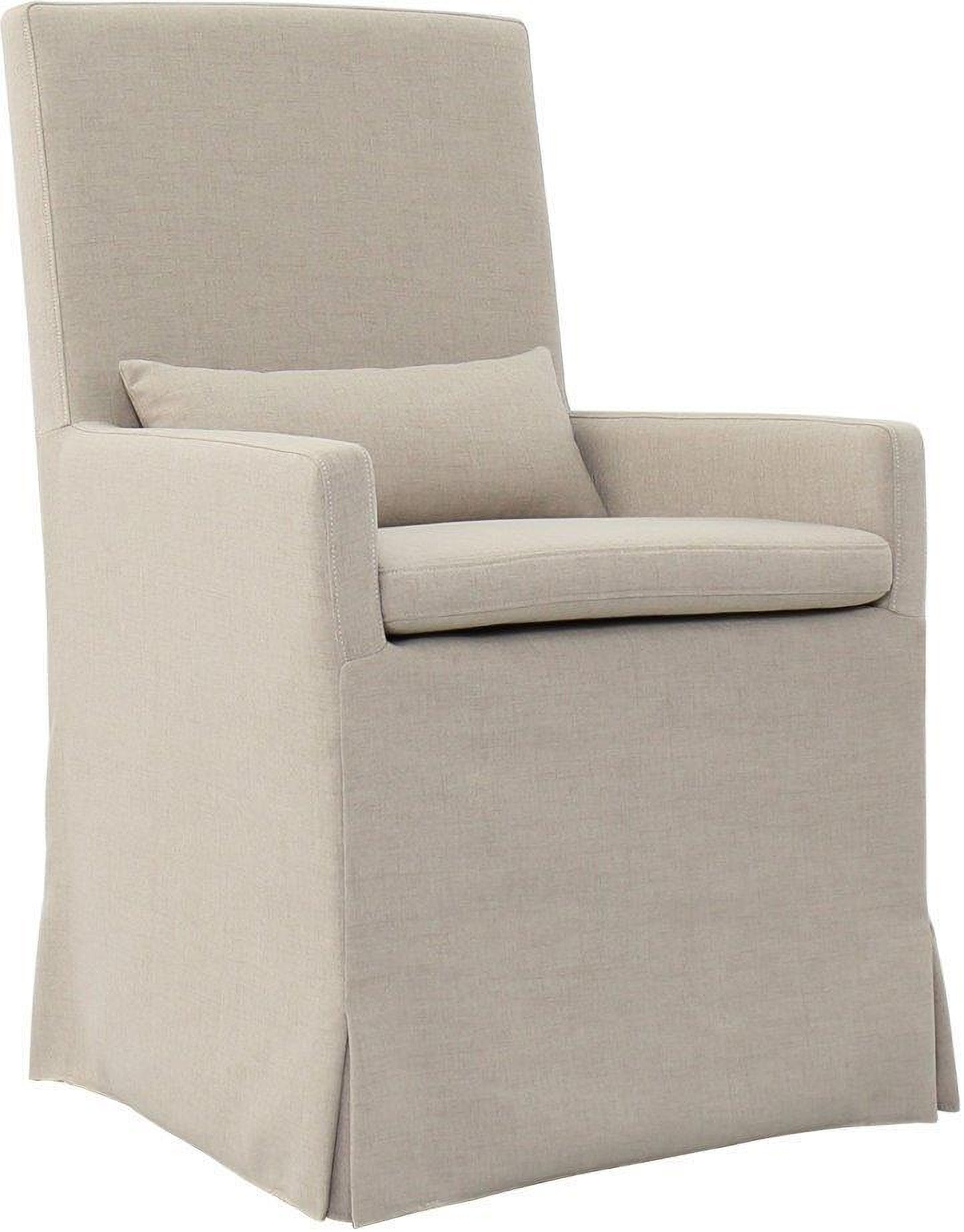 Sandspur Beach Brushed Linen Arm Dining Chair With Casters | 1stopbedrooms