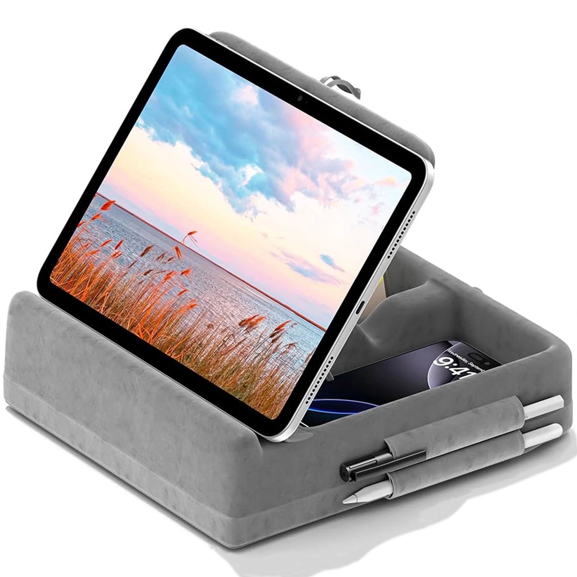 KDD Tablet Pillow Stand, iPad Tablet Stand with Storage, Foldable Adjustable Holder for Desk Bed ... | Walmart (US)