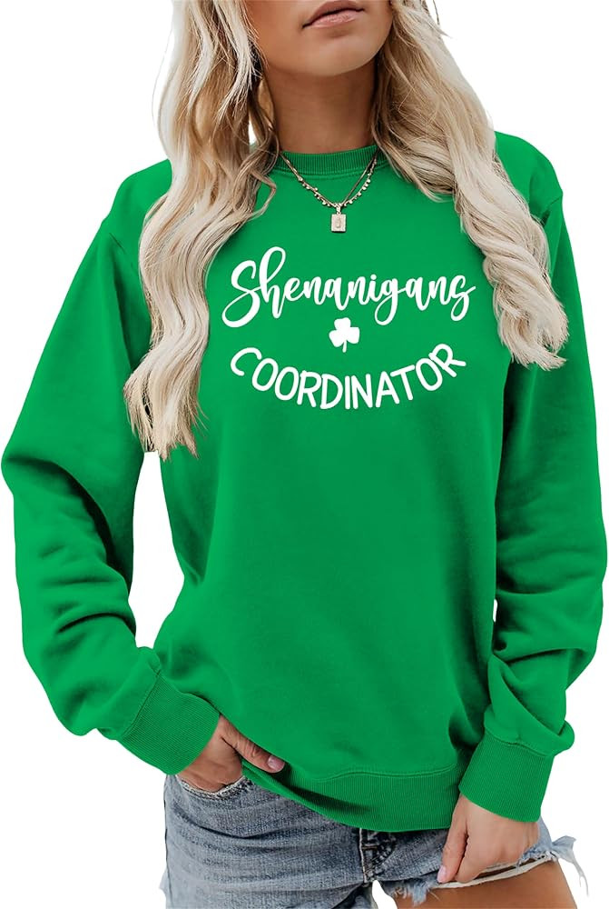 St Patricks Day Sweatshirt Women Shenanigans Coordinator Shirt St Patrick'S Day Funny Gift Long S... | Amazon (US)