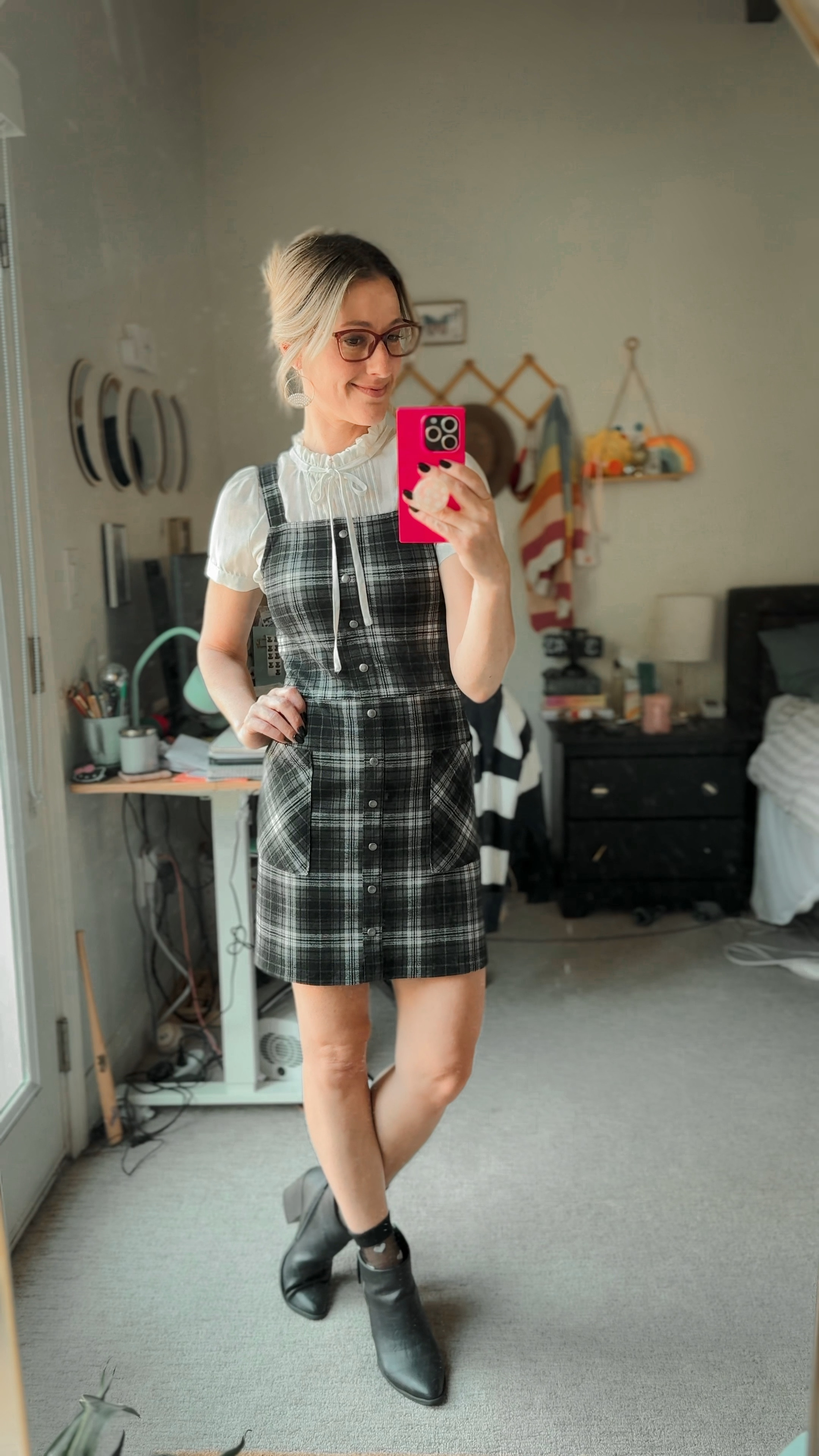 Channeling all the fall vibes with this fun women’s vintage tuxedo blouse dress ensemble I thrifted, straight out of a Spencer Hastings-inspired closet 😍🍂. Paired with cozy layers and leather booties, and the cutest Anthropologie stocking socks, it's the perfect blend of tailored sophistication and effortless autumn style. Major Clueless meets Pretty Little Liars energy! 🍁✨ #VintageFind #FallFashionInspo #ThriftedStyle #Anthropologie #TuxedoBlouseDress #SpencerHastingsVibes

#LTKWorkwear #LTKSeasonal #LTKStyleTip