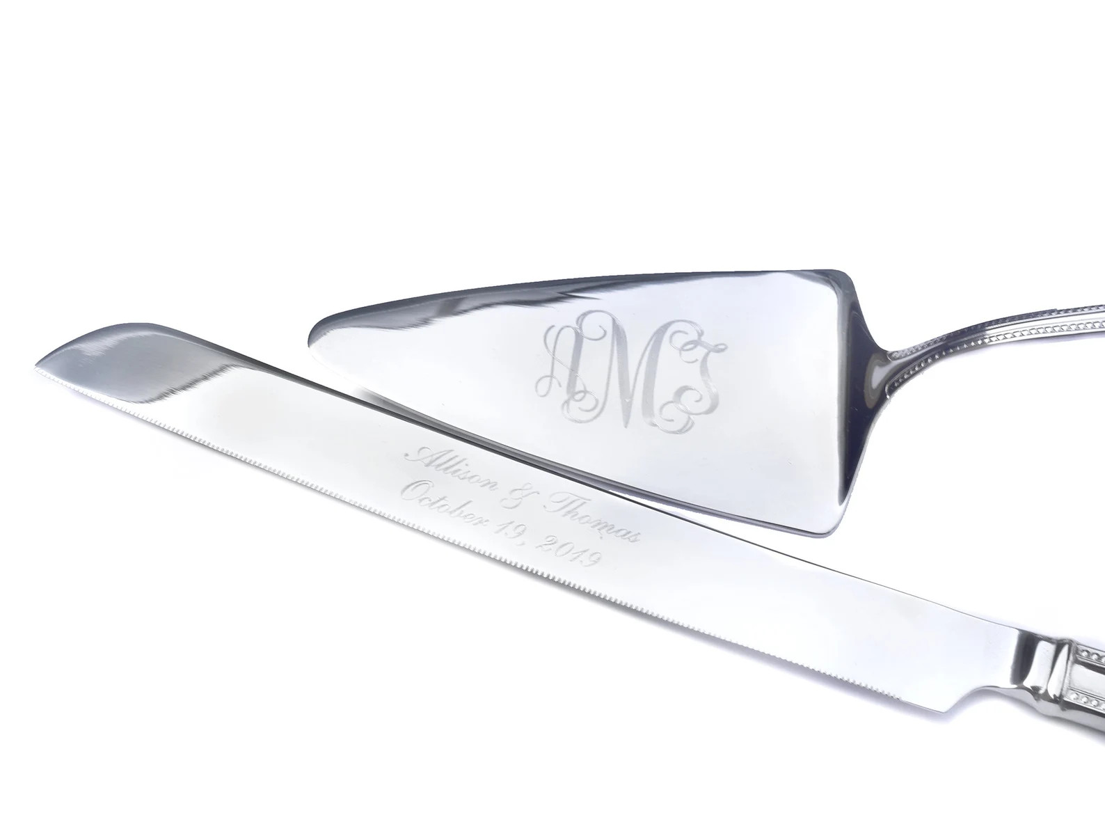 Personalized Silver Wedding Cake Knife Set, Engraved Cake Server | Etsy (Global)