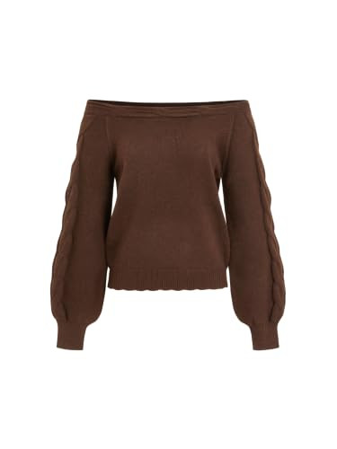 CIDER Off the Shoulder Sweater for Women Cropped Cable Knit Cozy Sweaters | Amazon (US)