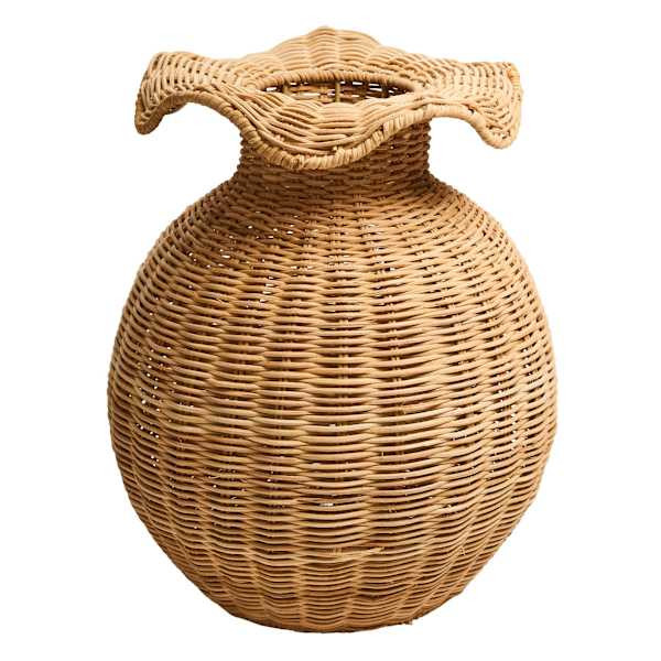 Natural Rattan Scalloped Lip Vase, 13" | At Home