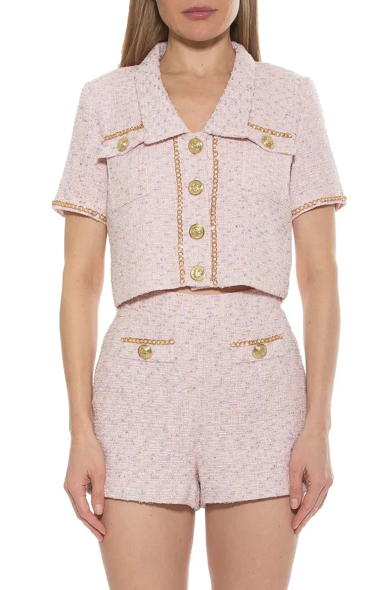 Alexia Admor Selena Short Sleeve Cropped Tweed Blazer | Nordstromrack | Nordstrom Rack