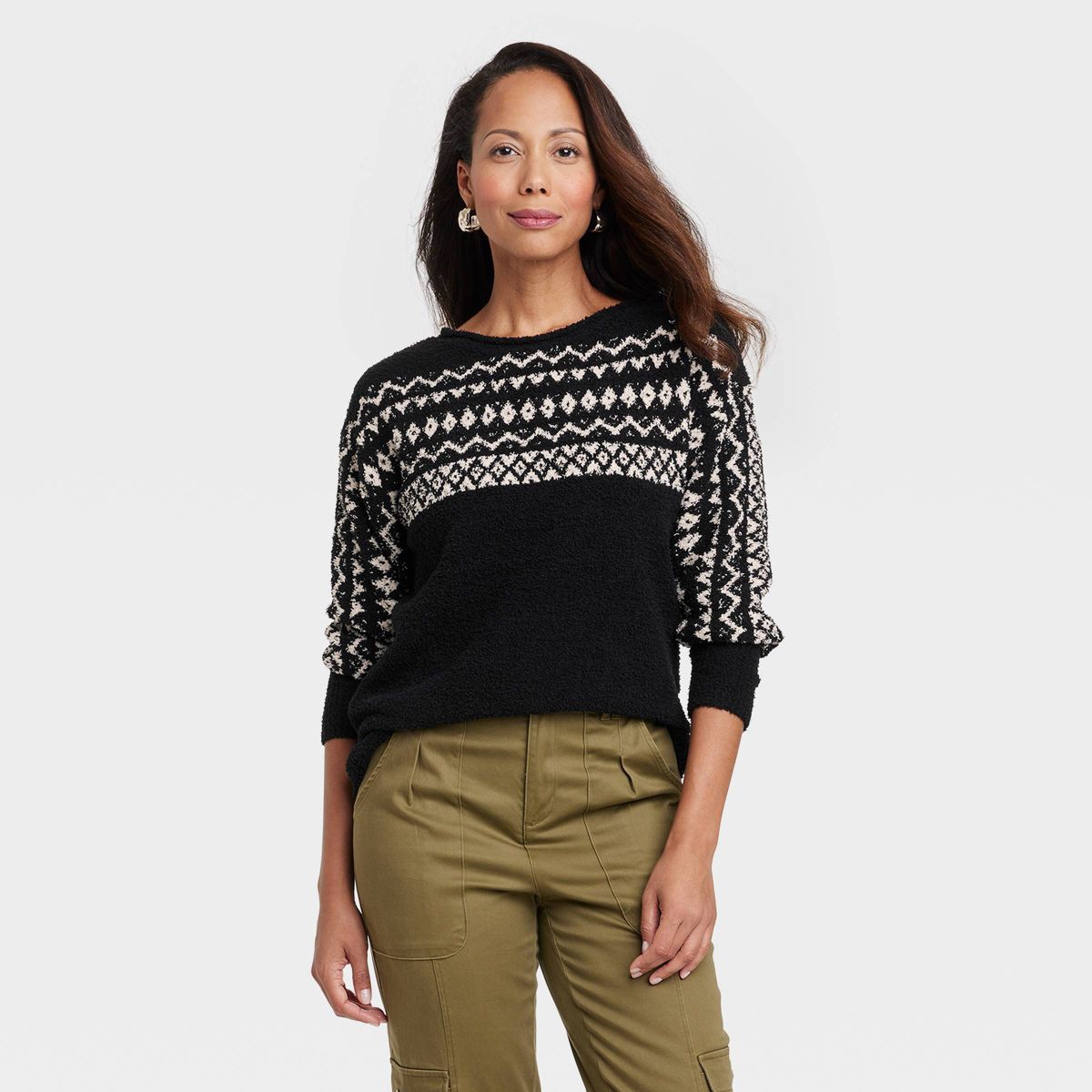 Women's Fair Isle Sweater - Knox Rose™ Black S | Target