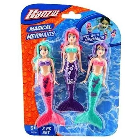 Fun Stuff Banzai Spring and Summer 3 Piece Magical Mermaid Dolls, in Assorted Colors | Walmart (US)