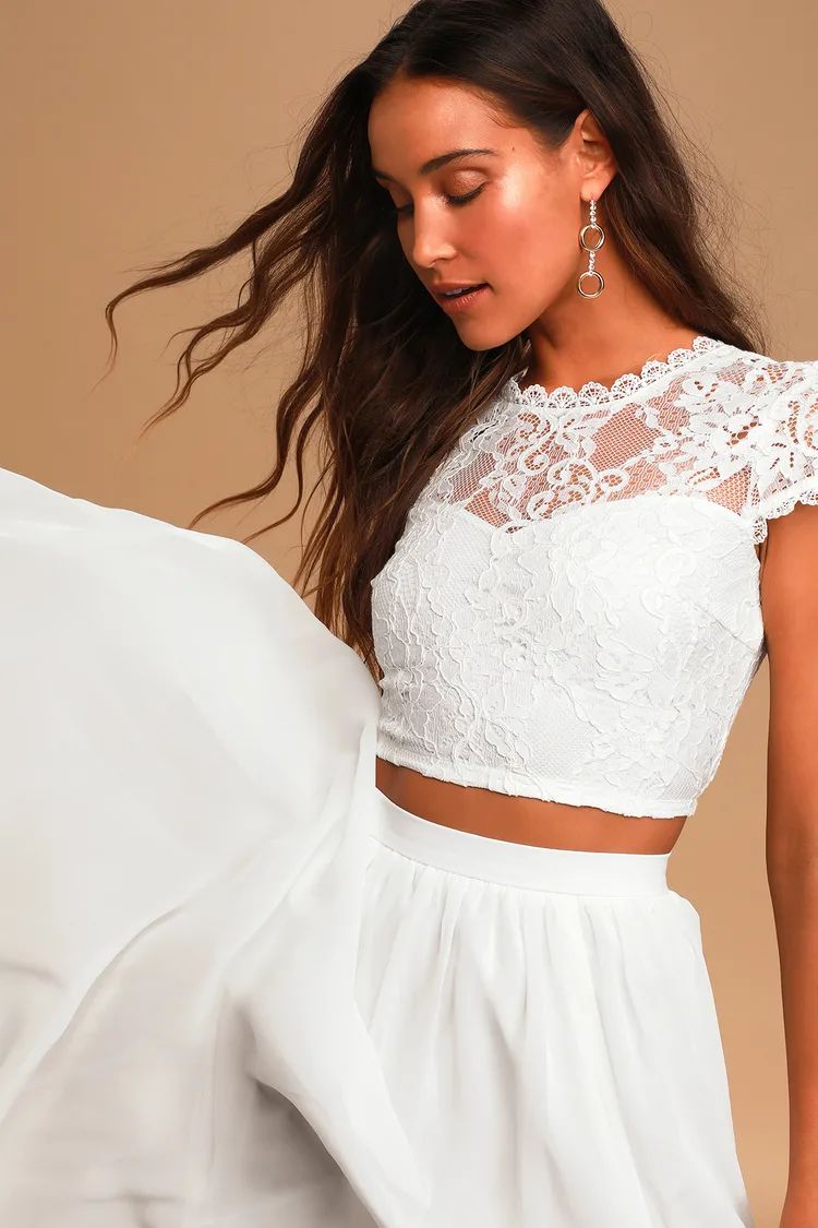 Sweet Stunner White Lace Two-Piece Maxi Dress | Lulus (US)