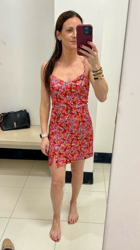 Find me in this floral dress this summer (when I’m not in workout clothes)! Mini dress with red floral pattern from Macys. TTS and the perfect length and love the little slit at the bottom. Spring dress, satin dress, date night outfit

#LTKSeasonal #LTKparties