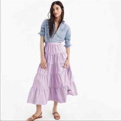 NWT J. Crew Lavender Cotton Tiered Skirt Maxi Midi | eBay US