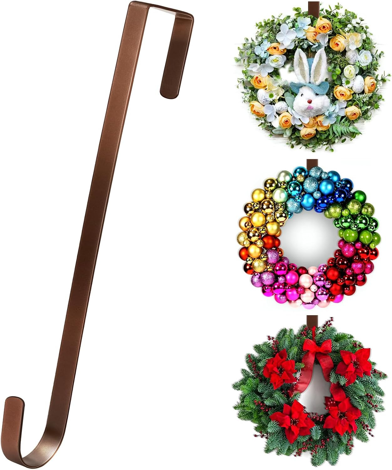 12" Wreath Hanger Over The Door Hooks, Non Scratch Metal Wreath Door Hanger | Amazon (US)