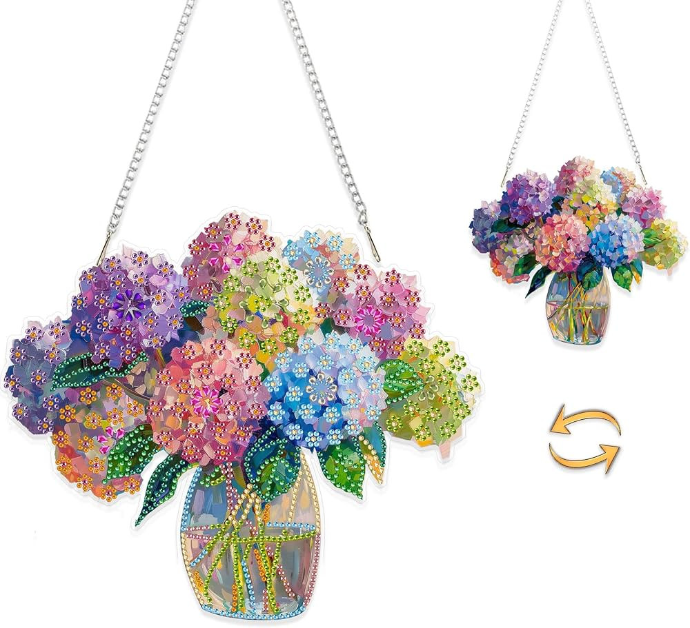 Eiflow Hanging Diamond Art Ornament Kit Hydrangea Flower, DIY Acrylic Double Sided Diamonds Paint... | Amazon (US)