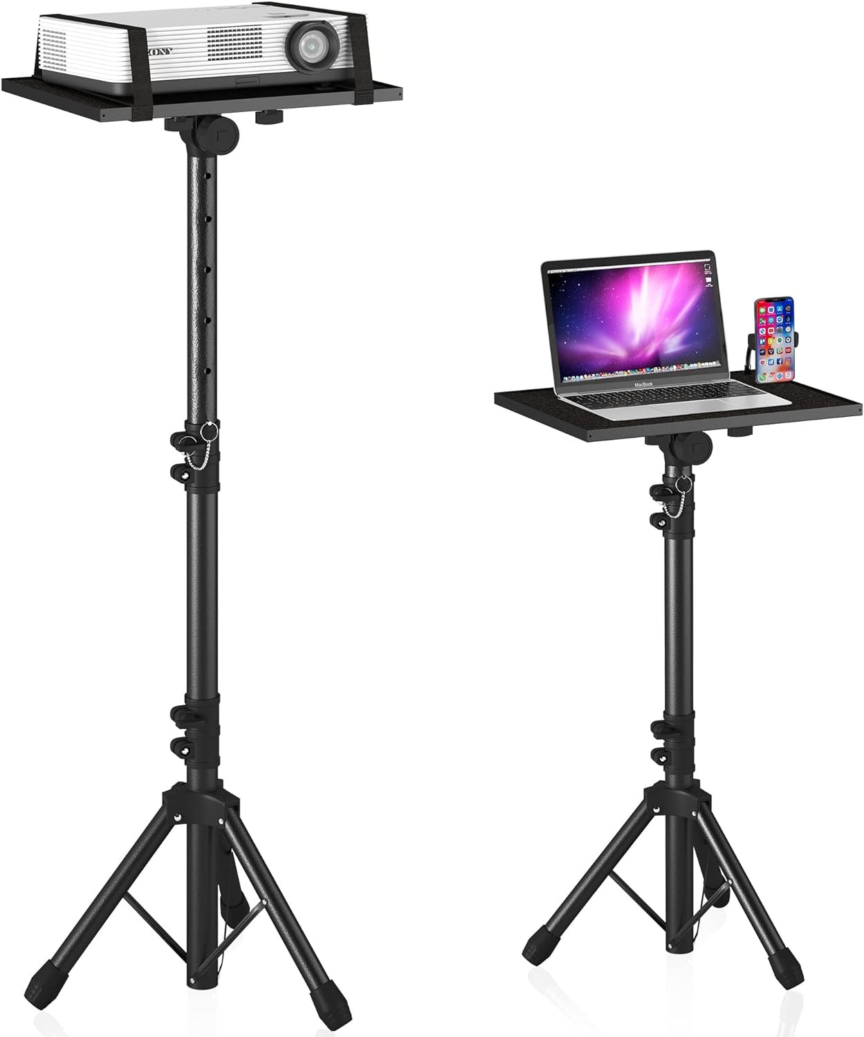 Projector Stand Tripod Adjustable, Laptop Height from 23.5 to 46.5 inches with Gooseneck Phone Ho... | Amazon (US)