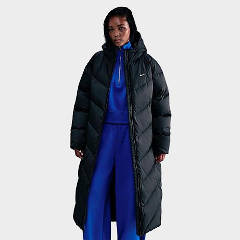 Nike Women's Sportswear Windpuffer Storm-FIT Loose Hooded Down Parka Jacket in Black/Sail Size: XL | Finish Line (US)