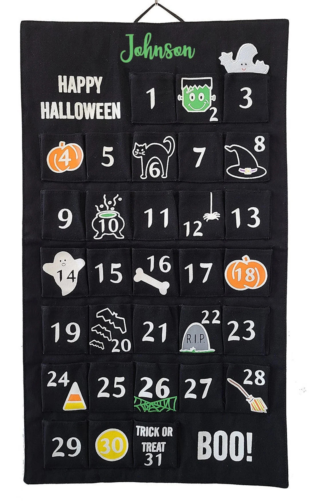 Personalized Halloween Countdown Advent Calendar Canvas Wall Hanging for Families and Kids With F... | Etsy (US)