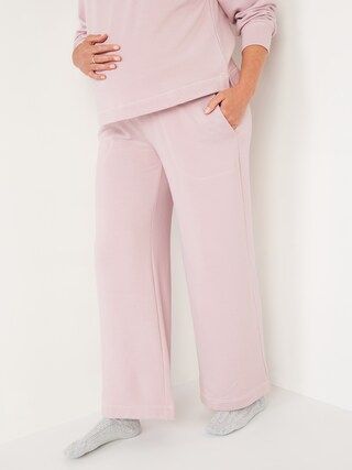 Maternity Rollover-Waist Cozy-Knit Wide-Leg Sweatpants | Old Navy (US)