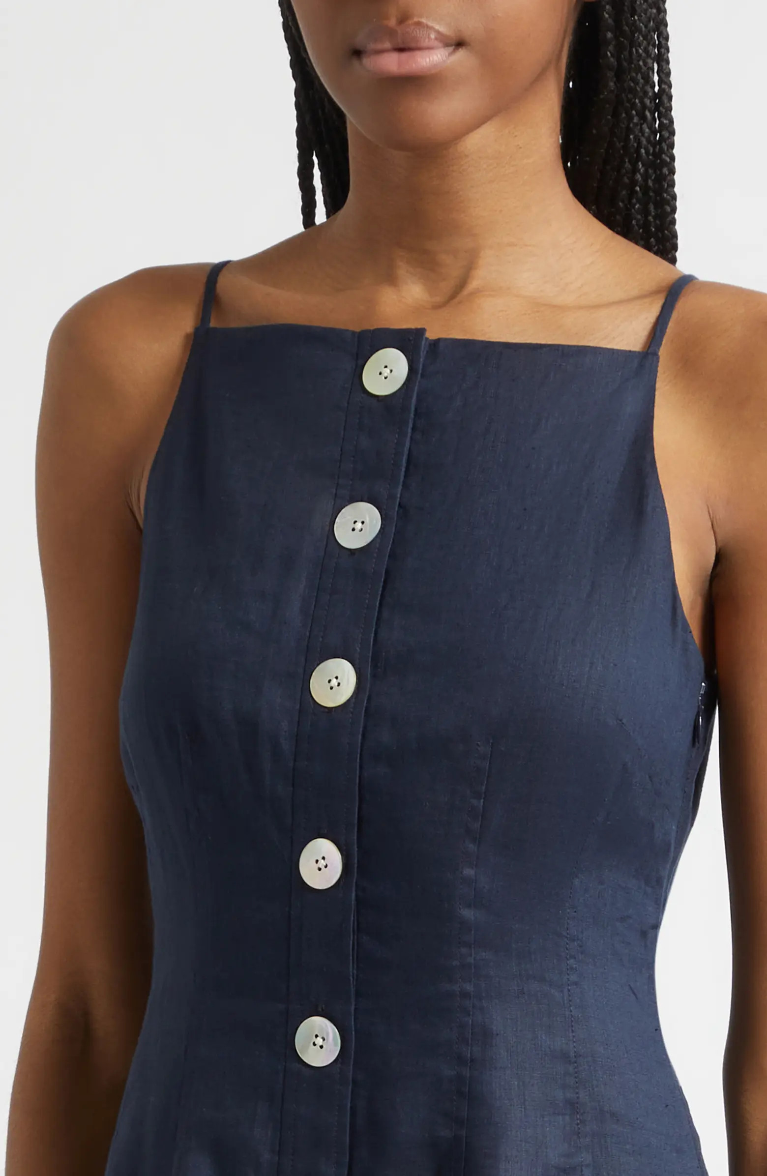 Veronica Beard Georges Linen Button-Up Midi Sundress | Nordstrom | Nordstrom