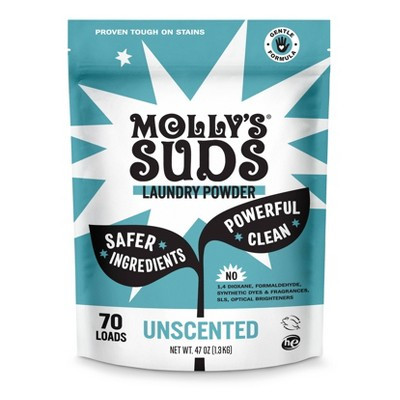 Molly's Suds Unscented HE Deep Cleaning Laundry Detergent Powder 70 Loads - 47oz: Resealable Bag, Sensitive Formula, Phosphate-Free | Target
