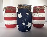 American Flag Mason Jar Set/Fourth of July Decor/Red, White, Blue Mason Jars / 4th of July Decor / 4 | Amazon (US)