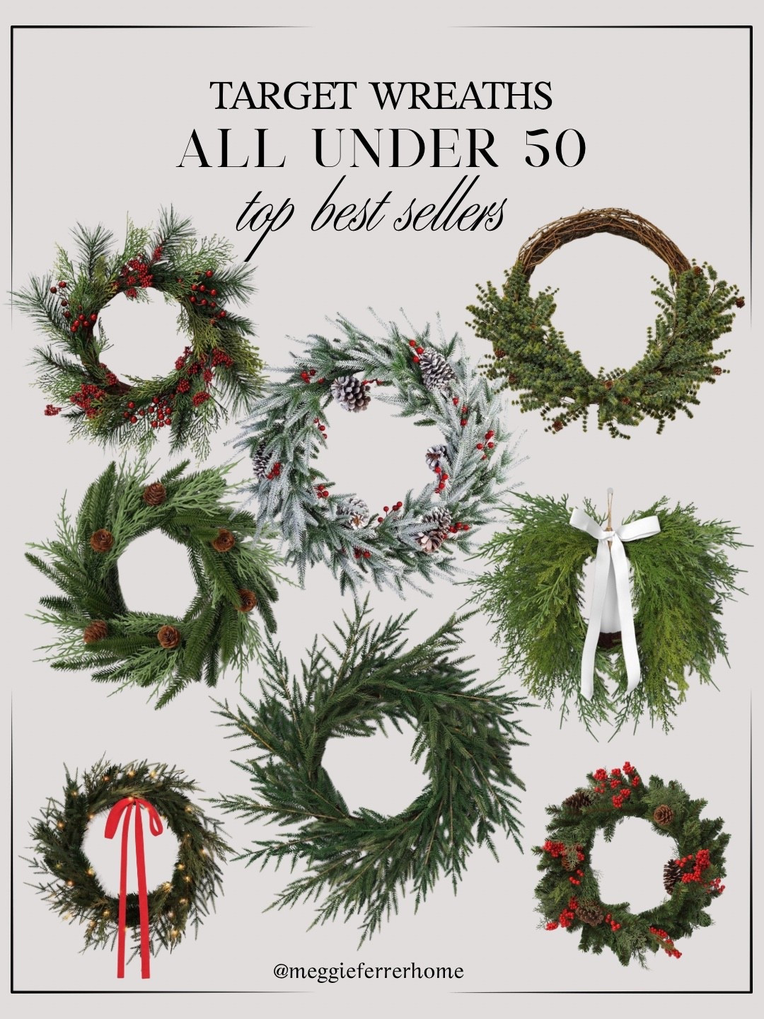 Holiday greens that look designer but are all under $50 🎄✨ Rounded up my favorite Target wreaths for cozy, festive vibes without the splurge.

#LTKHoliday #LTKFindsUnder50 #LTKSeasonal
