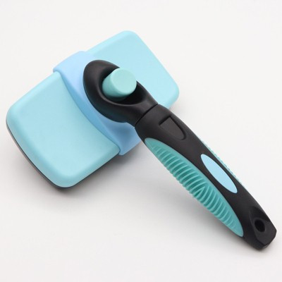 Link Worldwide Self Cleaning Dog and Cat Slicker Brush - Perfect for Grooming Tangled and Loose Hair - Blue | Target