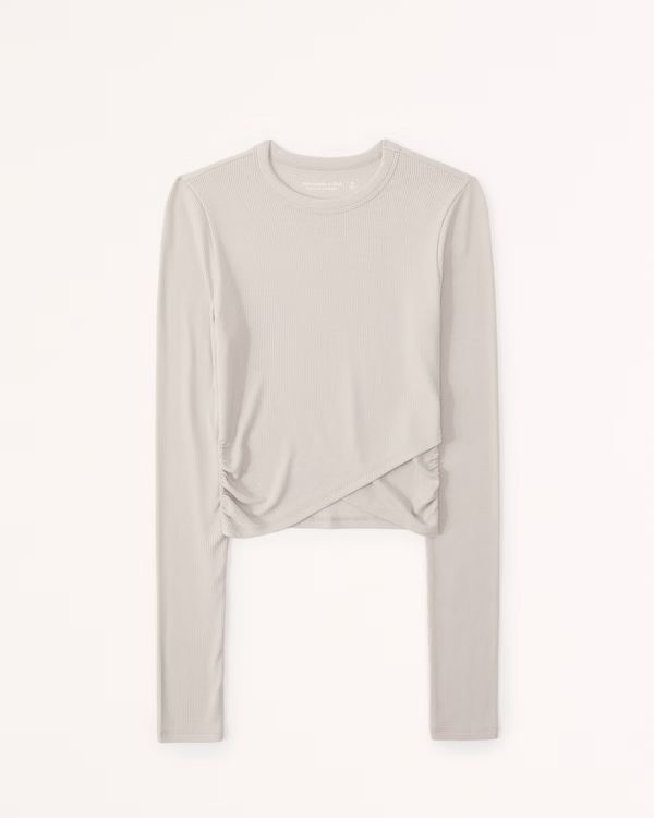 Long-Sleeve Draped Waist Top | Abercrombie & Fitch (US)