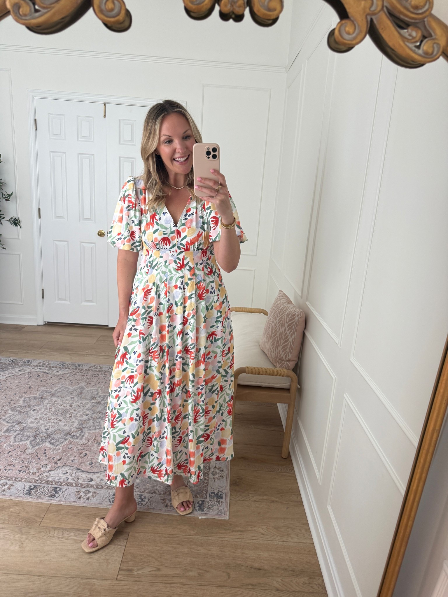 Floral maxi dress with puff sleeves - wearing a med 