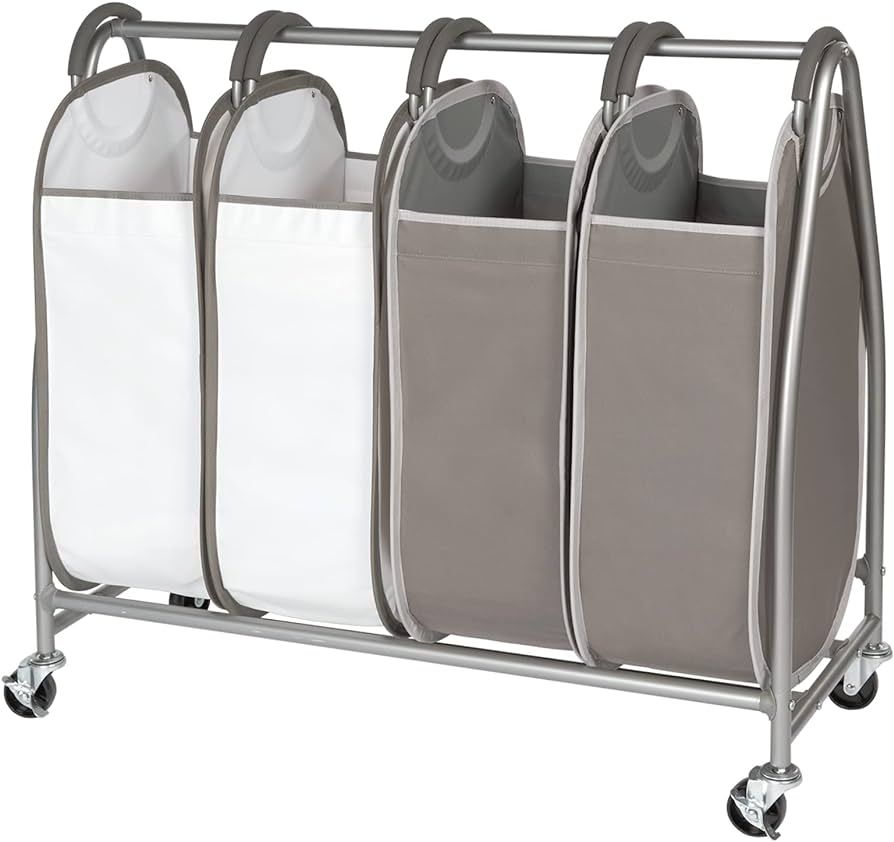 Amazon.com: 4 Pocket Laundry Hamper With Wheels by Neatfreak! - Rolling Storage Cart With 4 x Dir... | Amazon (US)