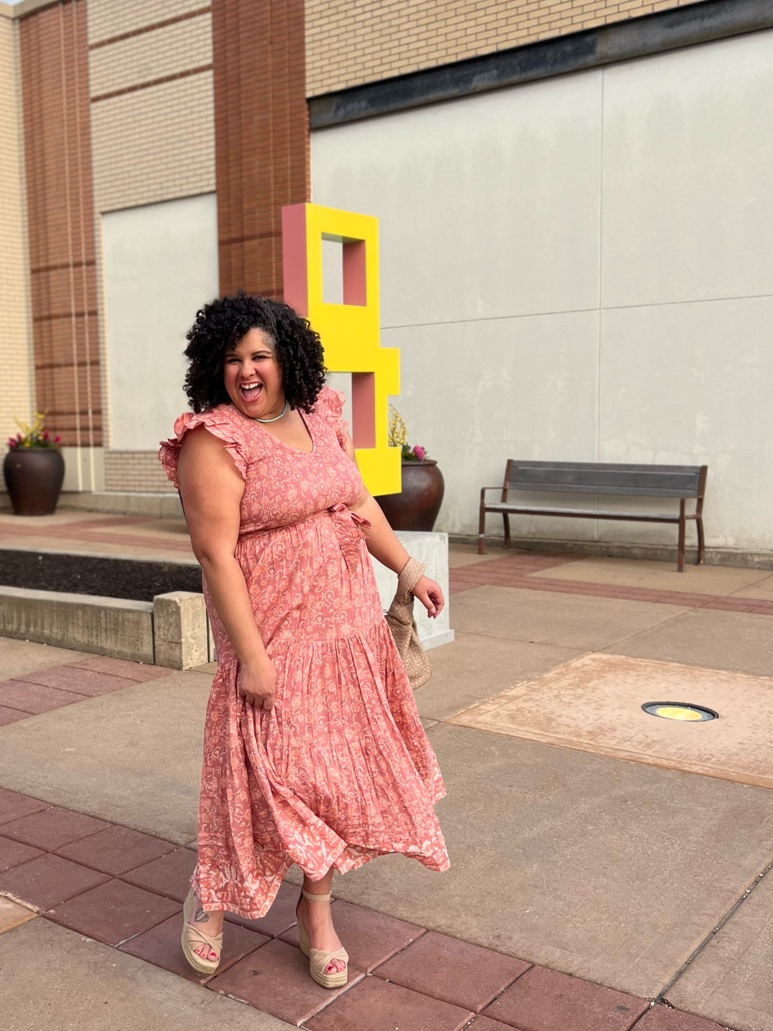 Everything’s coming up roses in this adorable dusty rose tie waist maxi dress.

I love the ruffled shoulders for feminine flair. The smoked bodice fits my bigger bust as well.

This could be worn to an outdoor morning or afternoon wedding.

Or add a denim jacket for a more casual vibe.
I’m wearing a size XL.

#LTKSeasonal #LTKwedding #LTKFind