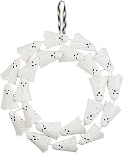 Mud Pie Ghost Tin Wreath, White, 16" Dia | Amazon (US)