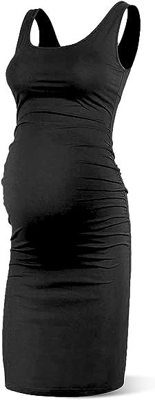 Rnxrbb Women Summer Sleeveless Maternity Dress Pregnancy Tank Scoop Neck Mama Clothes Casual Body... | Amazon (US)