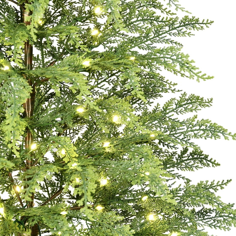 My Texas House 4' Pre-Lit Cypress Green Artificial Christmas Tree with 100 Warm White Twinkle LED... | Walmart (US)