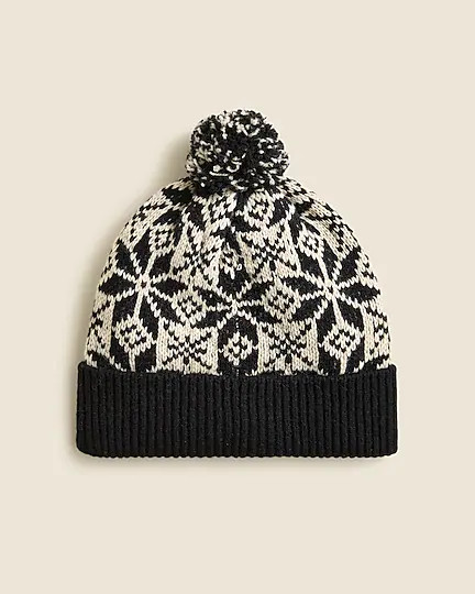 Lambswool jacquard snowflake pom-pom beanie | J. Crew US