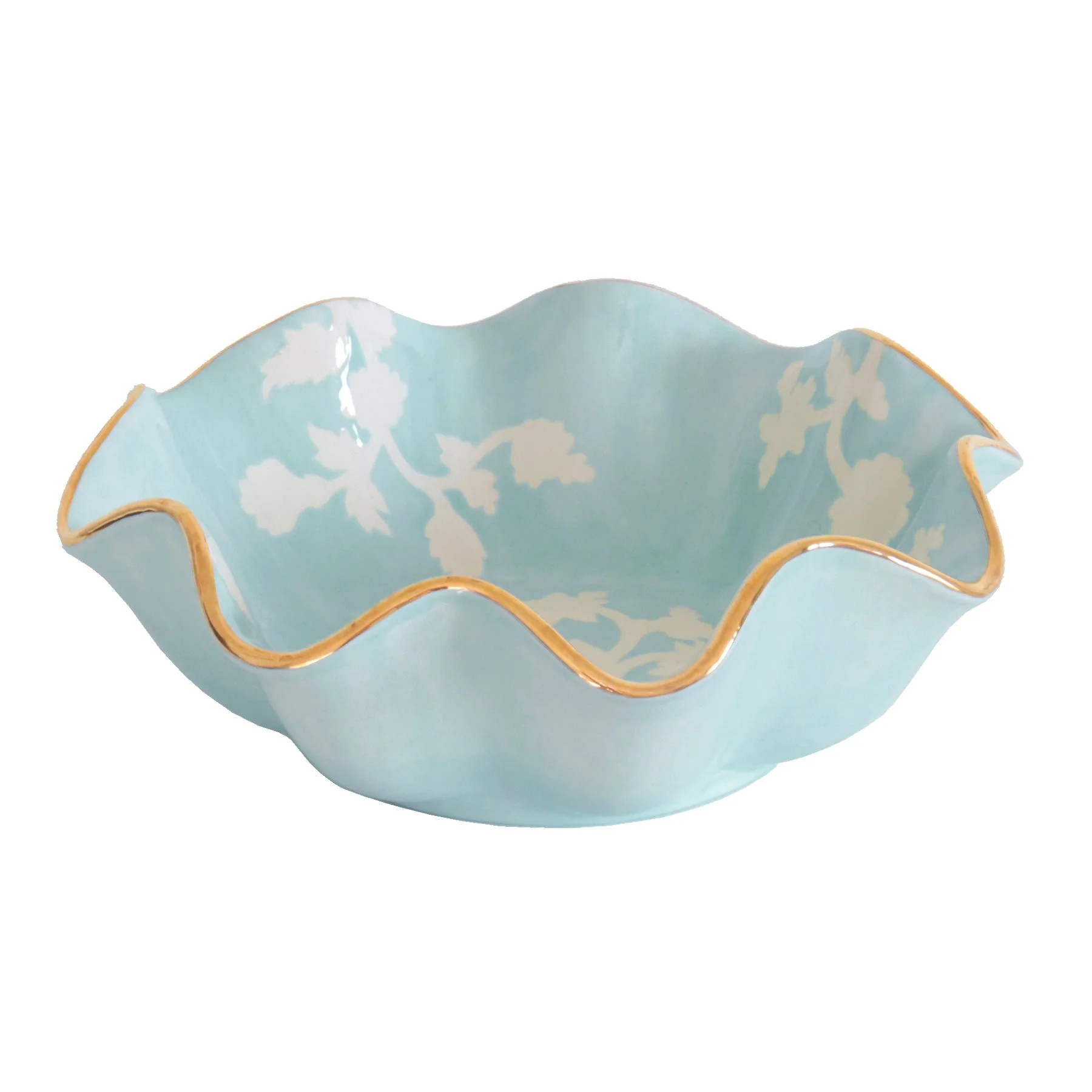 Chinoiserie Dreams Scalloped Bowls with 22K Gold Accent | Ruby Clay Company