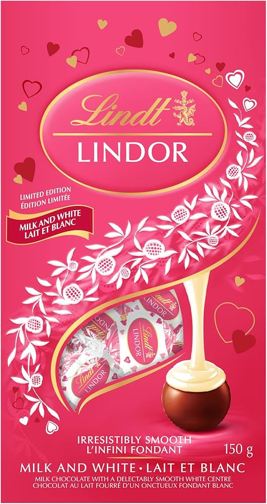 Lindt Lindor Sachet de truffes au chocolat blanc et au lait pour la Saint-Valentin, 150 g | Amazon (CA)