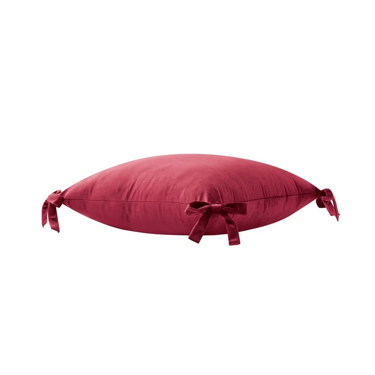 My Texas House 20" x 20" Red Velvet Bow Decorative Pillow Cover | Walmart (US)