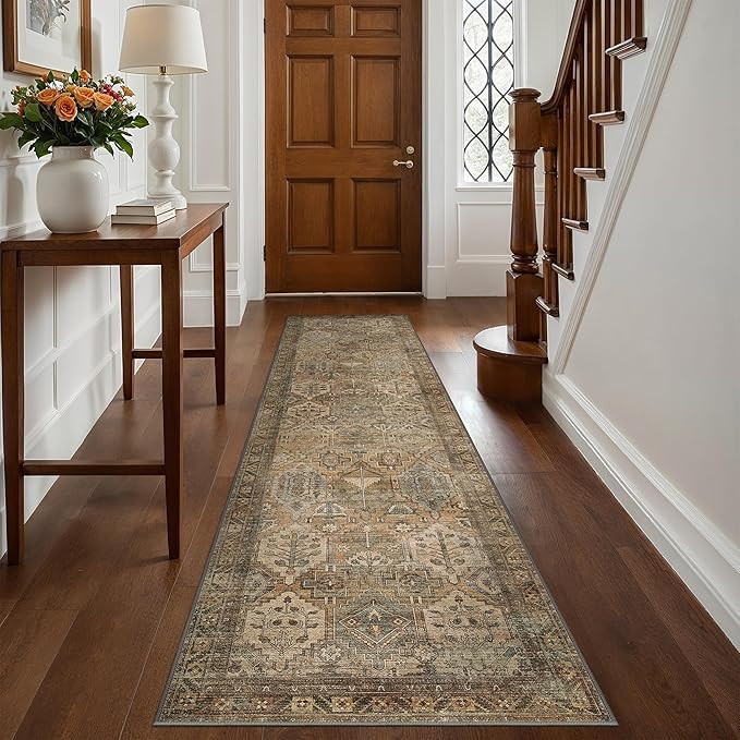 Bavni Runner Rug 3x8 Kitchen Rugs for Hallways Entryway, Washable Vintage Print Carpet, Ultra-Thi... | Amazon (US)