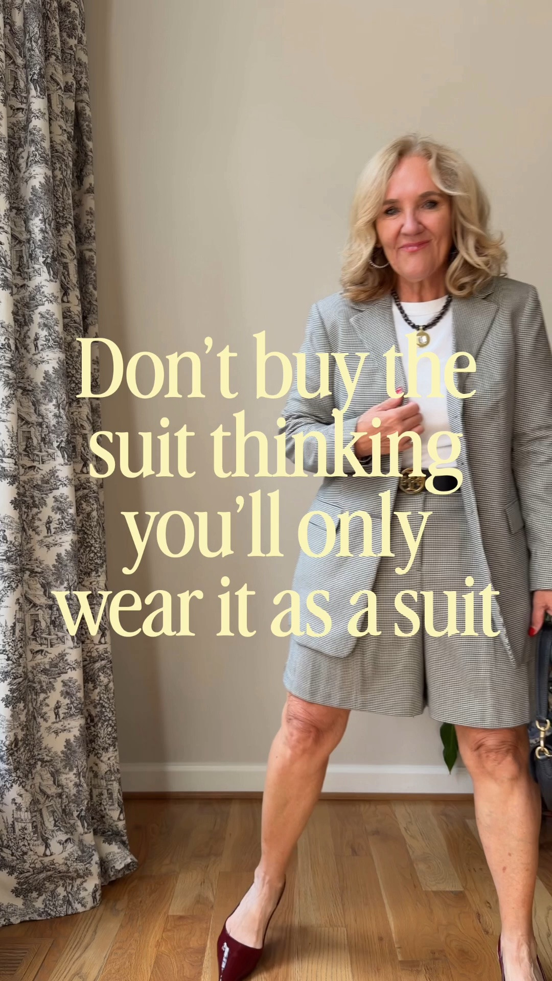 5 suits
All very versatile to wear together are as separates.
Loft Burgundy size 8/m petite
Loft houndstooth shorts size 8, pants 8 petite, blazer 8 petite
Gibson Look Black jacket & blazer size 8 medium use code NANETTE15 for 15% off your order
Athleta suite blazer size 10 petite (there’s room for a layer underneath or get your regular size) & pants in medium petite color is nocturnal
Talbots pinstripe suite pants size 6 petite (I did size down) jacket size 10 petite my reg size in a blazer
Sheath refined denim dress size 6 reg

Office outfits weekend outfits jeans & a blazer fall outfit

#LTKOver40 #LTKWorkwear #LTKPetite